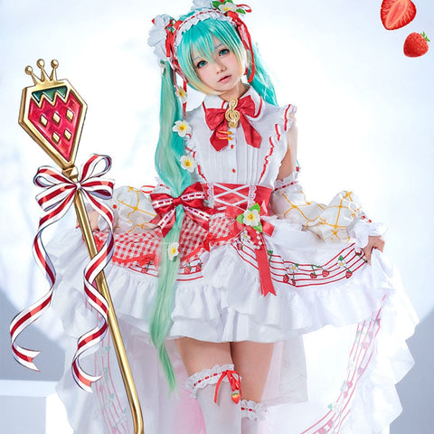 【In Stock】Vocaloid Hatsune Miku Cosplay 15th Anniversary Strawberry Dress Cosplay Costume Cosplay Costumes