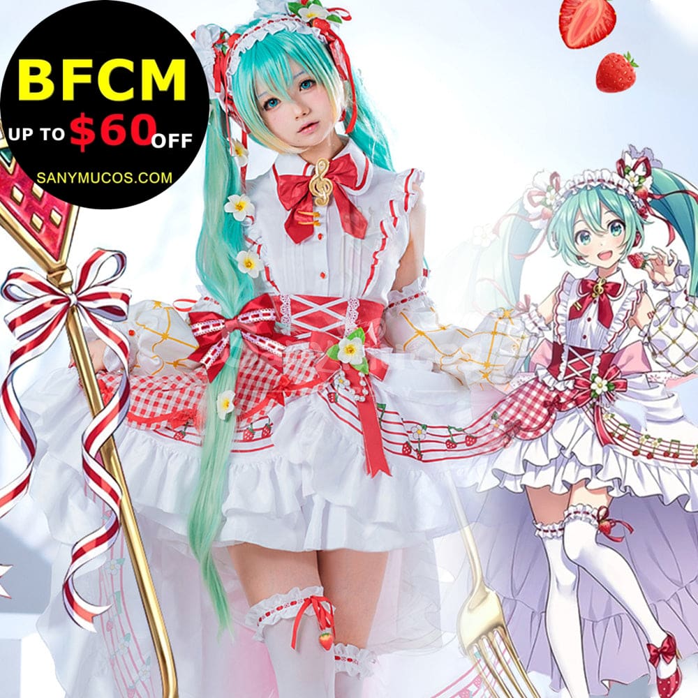 【In Stock】Vocaloid Hatsune Miku Cosplay 15th Anniversary Strawberry Dress Cosplay Costume Cosplay Costumes