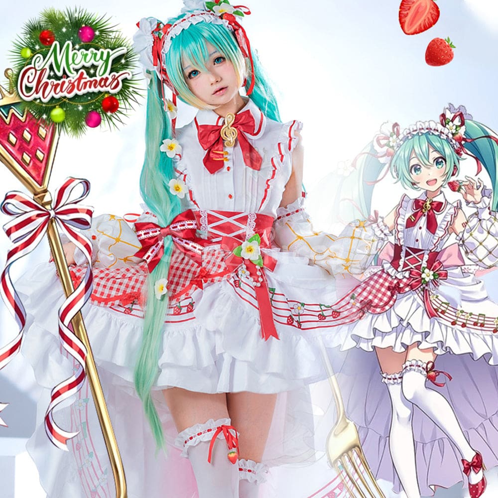 【In Stock】Vocaloid Hatsune Miku Cosplay 15th Anniversary Strawberry Dress Cosplay Costume Cosplay Costumes
