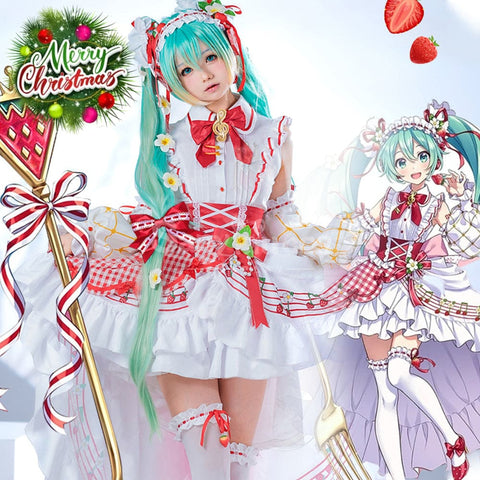 【In Stock】Vocaloid Hatsune Miku Cosplay 15th Anniversary Strawberry Dress Cosplay Costume Cosplay Costumes
