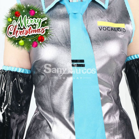 【In Stock】Vocaloid Hatsune Miku Cosplay Gray Patent Leather Costume Costumes