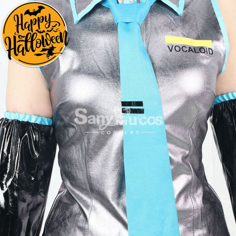 【In Stock】Vocaloid Hatsune Miku Cosplay Gray Patent Leather Costume Costumes