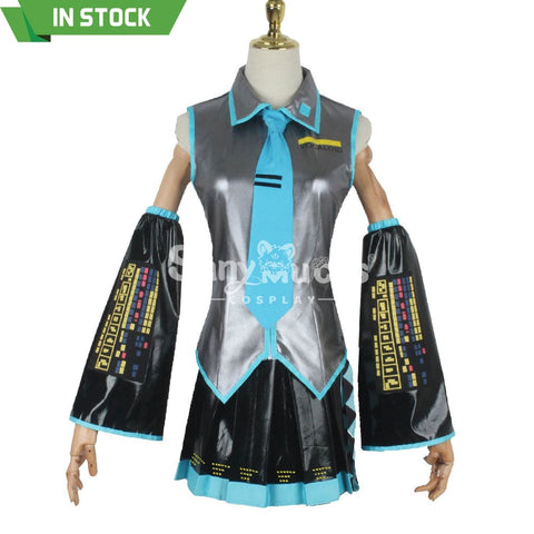 【In Stock】Vocaloid Hatsune Miku Cosplay Gray Patent Leather Costume Costumes