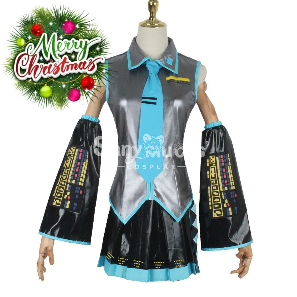 【In Stock】Vocaloid Hatsune Miku Cosplay Gray Patent Leather Costume Costumes