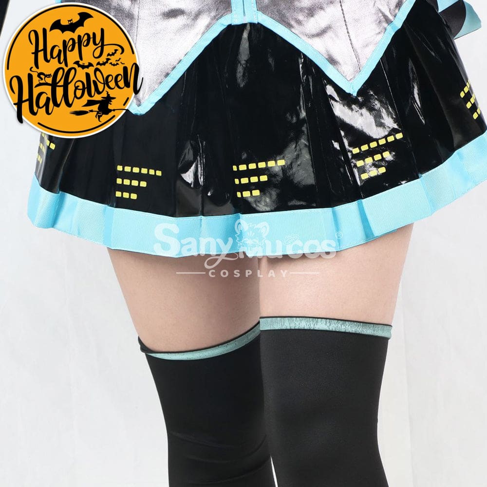 【In Stock】Vocaloid Hatsune Miku Cosplay Gray Patent Leather Costume Costumes