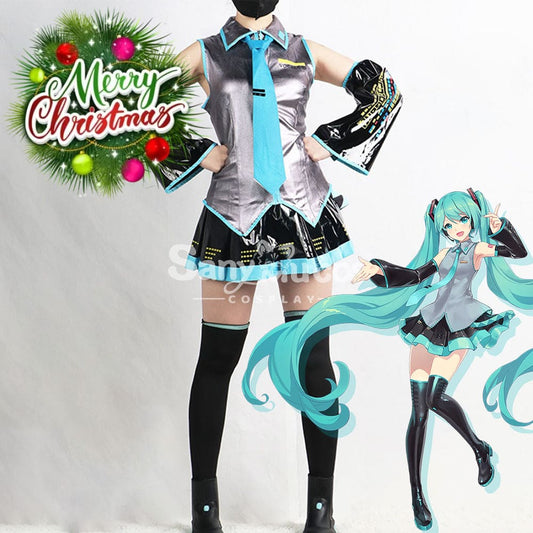 【In Stock】Vocaloid Hatsune Miku Cosplay Gray Patent Leather Costume Costumes 1000