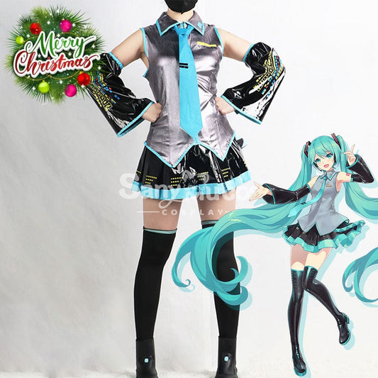 【In Stock】Vocaloid Hatsune Miku Cosplay Gray Patent Leather Costume Costumes 1000