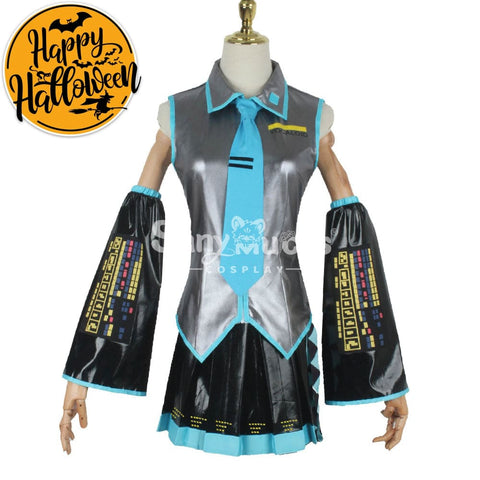 【In Stock】Vocaloid Hatsune Miku Cosplay Gray Patent Leather Costume Costumes