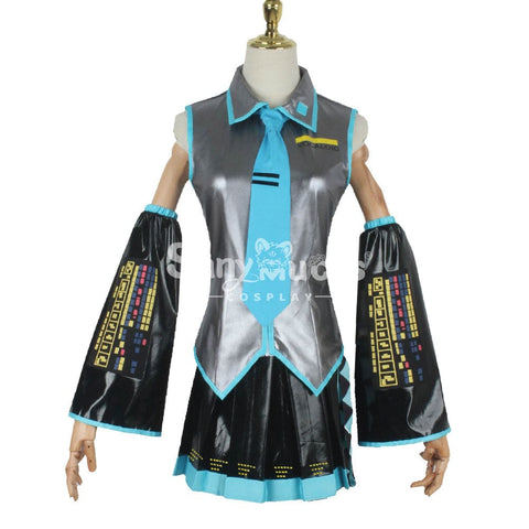 【In Stock】Vocaloid Hatsune Miku Cosplay Gray Patent Leather Costume Costumes