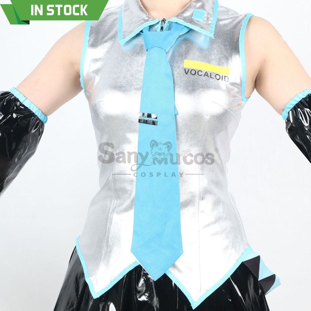【In Stock】Vocaloid Hatsune Miku Cosplay Silver Patent Leather Costume Costumes