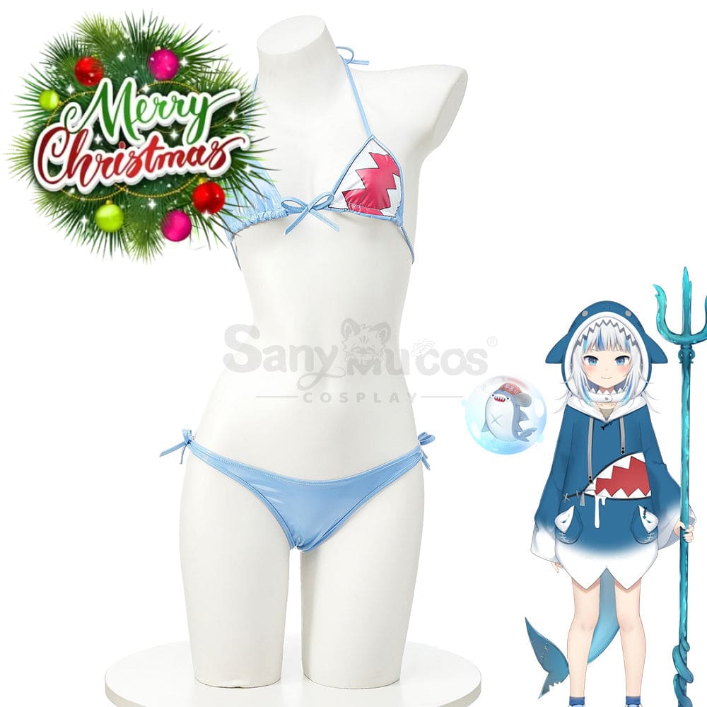 【In Stock】Vtuber Cosplay Gawr Gura Bikini Swimsuit Costume Costumes