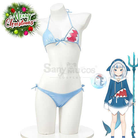 【In Stock】Vtuber Cosplay Gawr Gura Bikini Swimsuit Costume Costumes