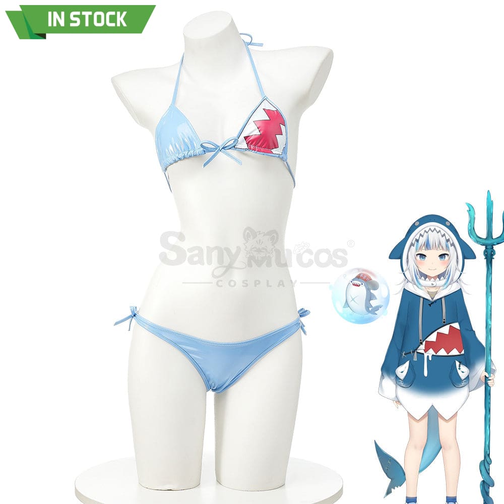 【In Stock】Vtuber Cosplay Gawr Gura Bikini Swimsuit Costume Costumes