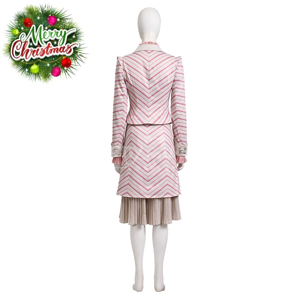 Movie Wicked Cosplay Pink Stripes Glinda Costume Premium Edition Costumes