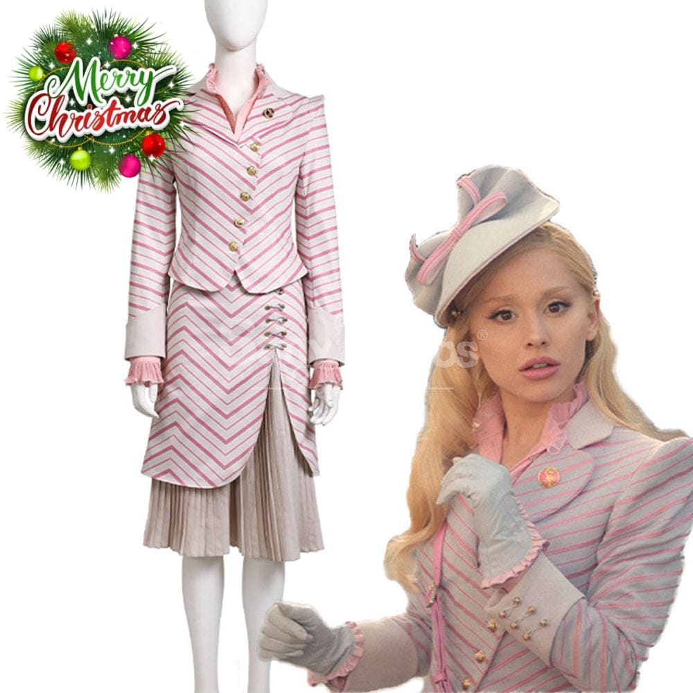 Movie Wicked Cosplay Pink Stripes Glinda Costume Premium Edition Costumes