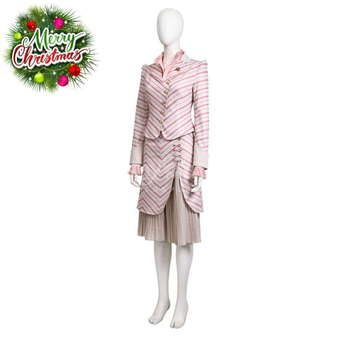 Movie Wicked Cosplay Pink Stripes Glinda Costume Premium Edition Costumes