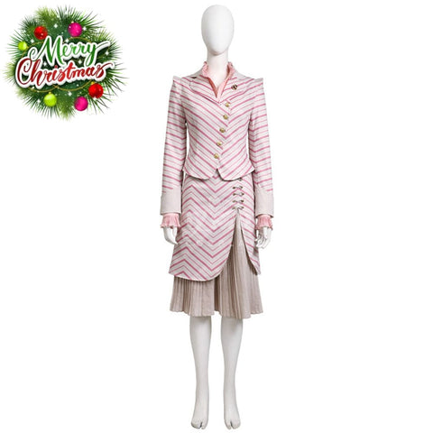 Movie Wicked Cosplay Pink Stripes Glinda Costume Premium Edition Costumes