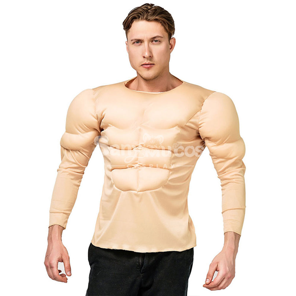 【In Stock】Carnival Cosplay Adult Muscle Wear Muscular Man T-Shirt Cross-Border Fake Abs Stage