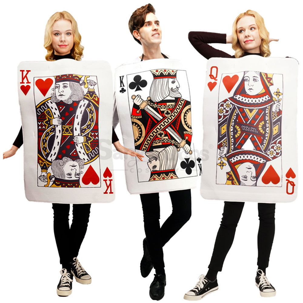 【In Stock】Carnival Cosplay Poker Couple Queen Of Hearts King Clubs Funny Stage Performance