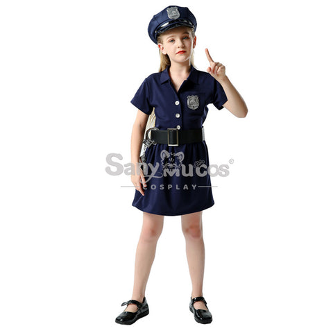 【In Stock】Halloween Cosplay Police Cosplay Costume Kid Size