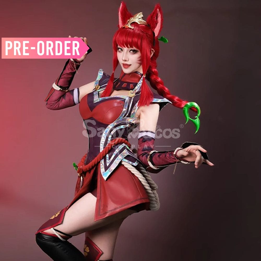 【Pre-Sale】Game League of Legends Cosplay Flame Tail Demon Fox Ahri Cosplay Costume Premium Edition Cosplay Costumes