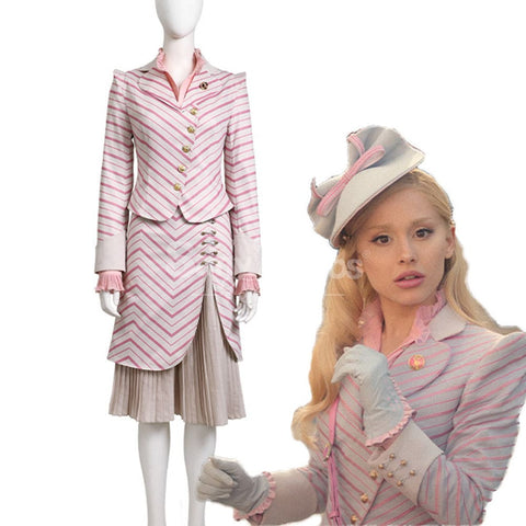 Movie Wicked Cosplay Pink Stripes Glinda Costume Premium Edition Costumes