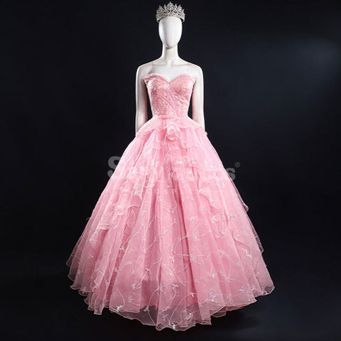 Movie Wicked Cosplay Pink Wedding Dress Glinda Costume Premium Edition Costumes