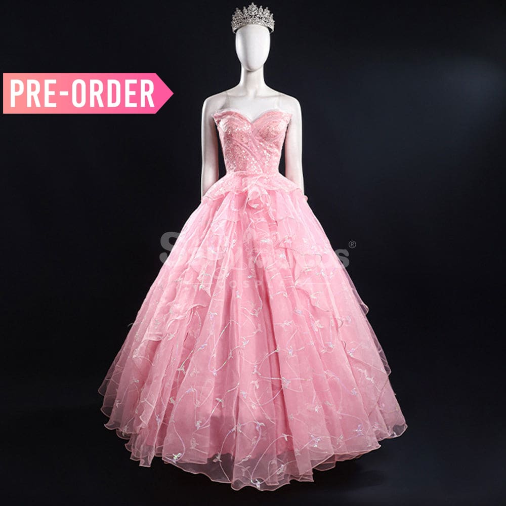 Movie Wicked Cosplay Pink Wedding Dress Glinda Costume Premium Edition Costumes