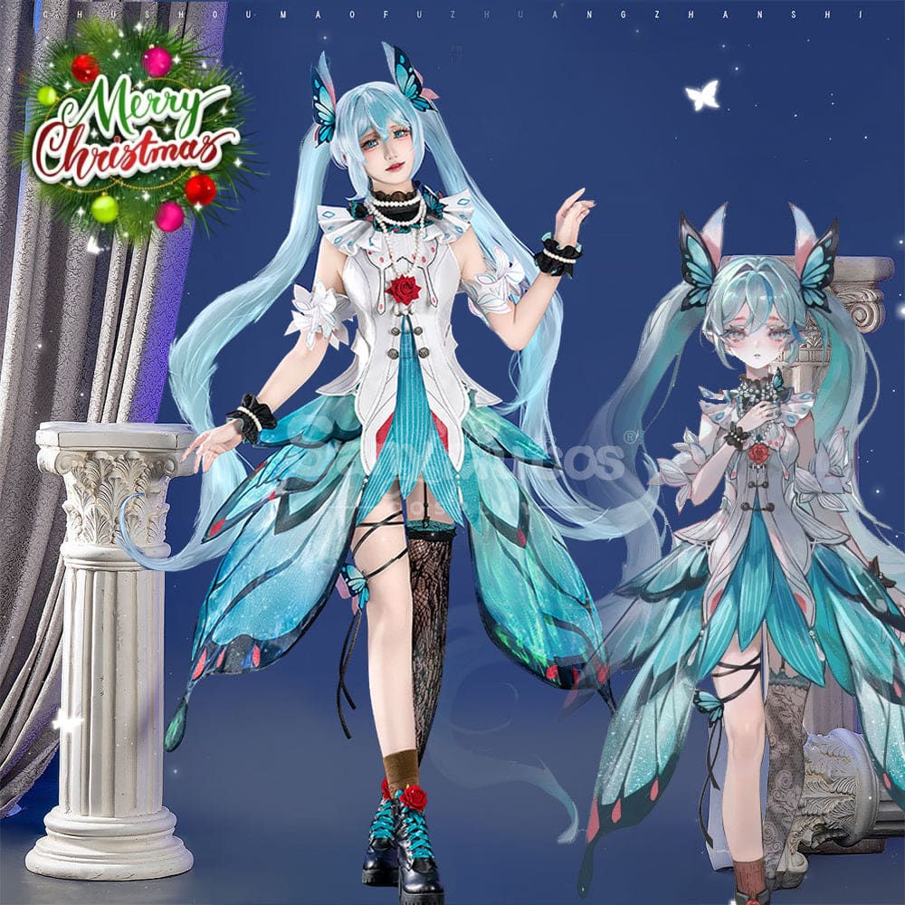 【Pre-Sale】Vocaloid Hatsune Miku Cosplay Miku Cyan Swallowtail Butterfly Cosplay Costume Premium Edition Cosplay Costumes