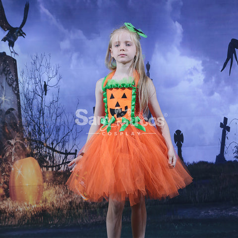 【In Stock】Halloween Cosplay Pumpkin Dress Cosplay Costume Kid Size