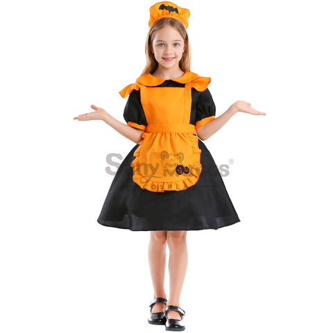 【In Stock】Halloween Cosplay Pumpkin Maid Suit Cosplay Maid Costume Kid Size