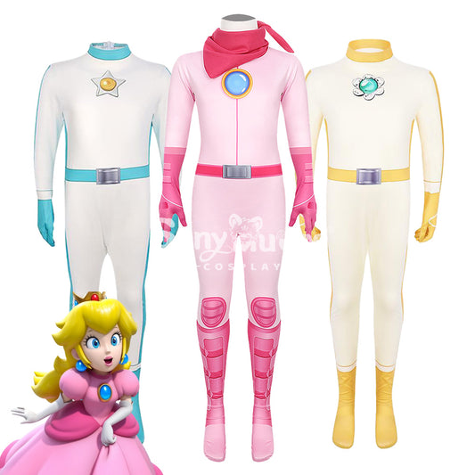 【In Stock】Anime Movie The Super Mario Bros. Movie Cosplay Princess Peach Pink Battle Bodysuit Cosplay Costume 1000