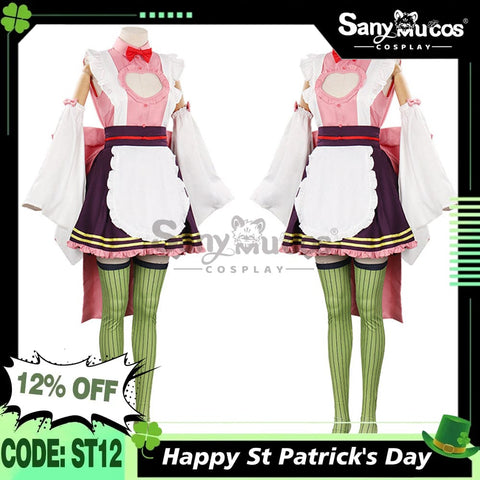 【In Stock】Anime Demon Slayer Cosplay Kanroji Mitsuri Pink Maid Suit Costume Costumes