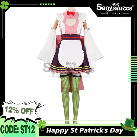 【In Stock】Anime Demon Slayer Cosplay Kanroji Mitsuri Pink Maid Suit Costume Costumes