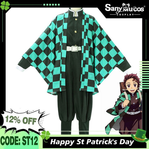 Anime Demon Slayer: Kimetsu No Yaiba Cosplay Tanjirou Kamado Costume Plus Size Costumes