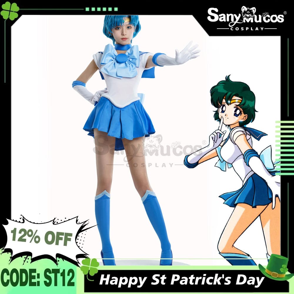 【In Stock】Anime Sailor Moon Cosplay Mercury Ami Mizuno Battle Suit Costume Premium Edition Costumes