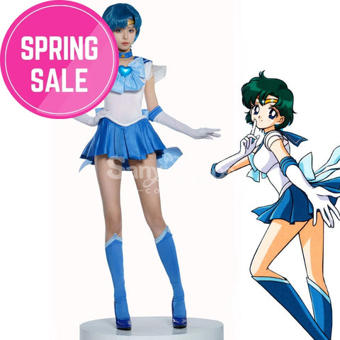 【In Stock】Anime Sailor Moon Supers Cosplay Mercury Ami Mizuno Battle Suit Costume Premium