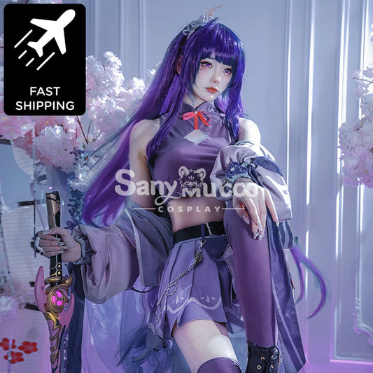 Game Genshin Impact Cosplay Raiden Shogun Cosplay Original Design Purple Kimono Cosplay Costume 1000