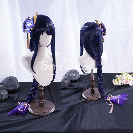 【In Stock】Game Genshin Impact Inazuma Baal Raiden Shogun Blue and Purple Gradient Long Weave Cosplay Wig 1000