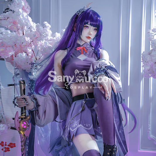 Game Genshin Impact Cosplay Raiden Shogun Cosplay Original Design Purple Kimono Cosplay Costume 1000