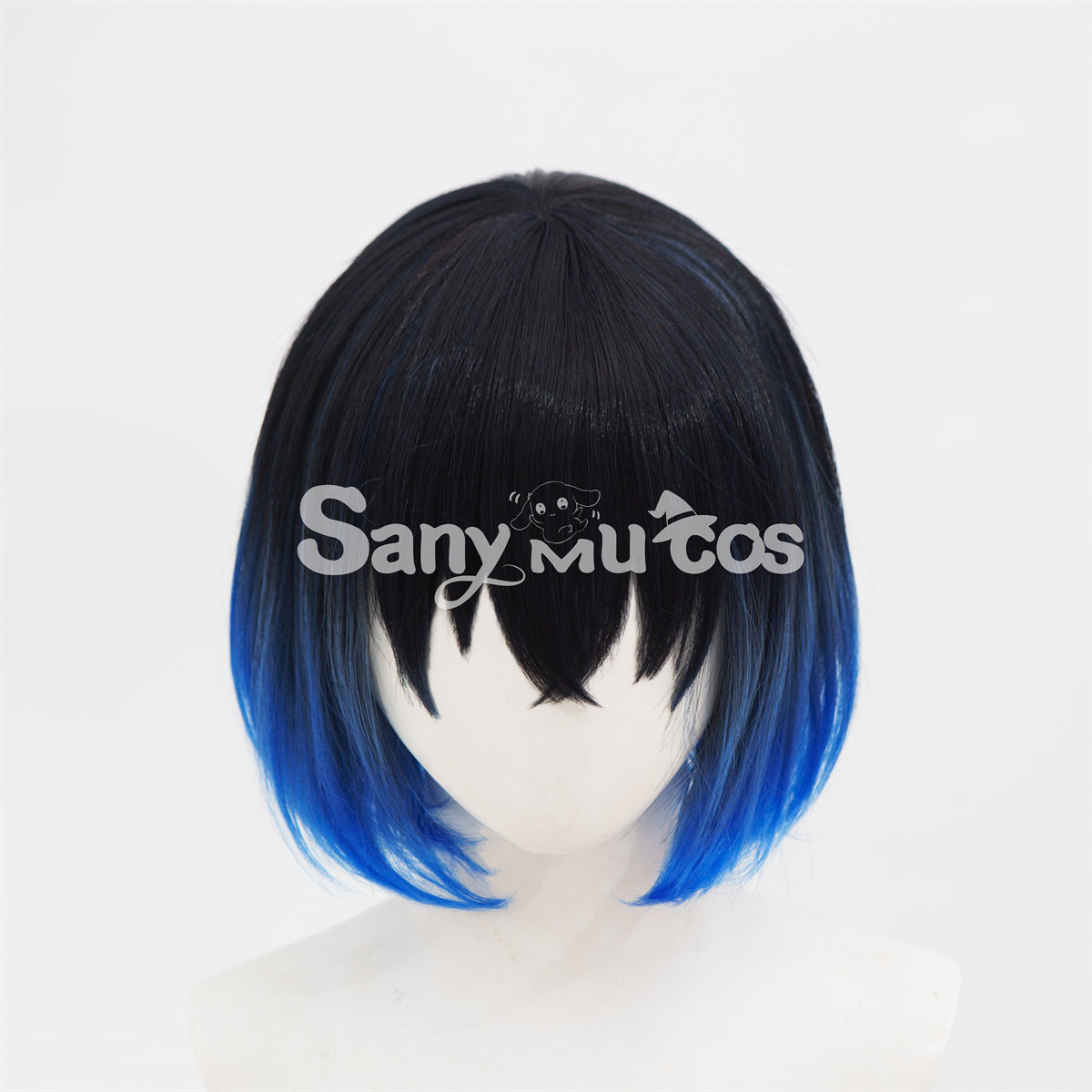 Anime Demon Slayer Cosplay Hashibira Inosuke Black mixed Blue Short Cosplay Wig