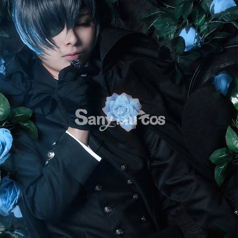 【Weekly Flash Sale On www.Sanymucos.Com】【48H To Ship】Black Butler Ciel Phantomhive Funeral Long Shawl Suit Cosplay Costume