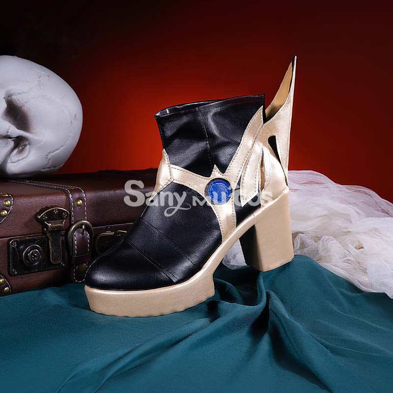 Genshin Impact cos Dottore black high heel leather boots props cosplay shoes men