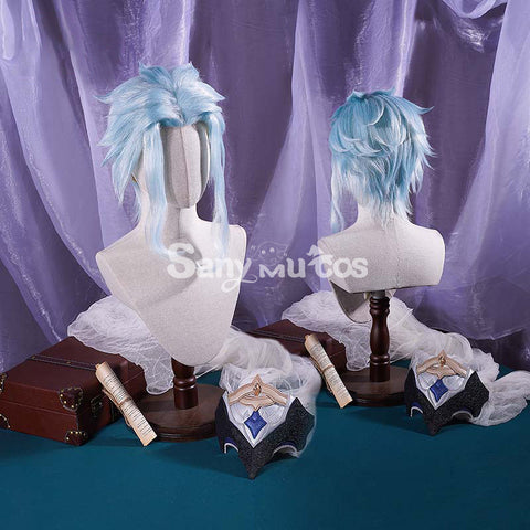Genshin Impact cos Dottore silver wig accessory props cosplay hair extensions male