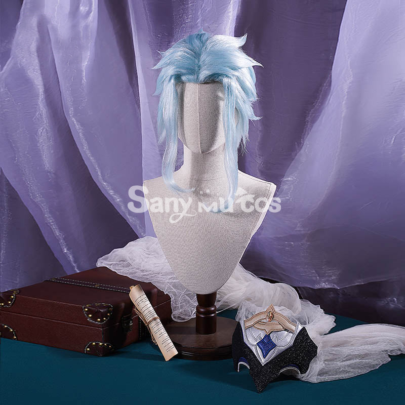 Genshin Impact cos Dottore silver wig accessory props cosplay hair extensions male