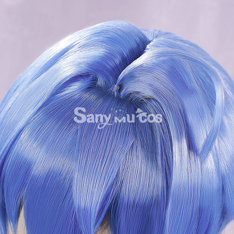 Game Genshin Impact Cosplay Ganyu Gan Yu Wig / Horn Women Long Blue Wig