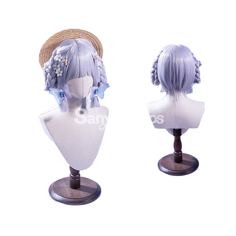 【48H To Ship】Game Genshin Impact Kamisato Ayaka Fontaine Springbloom Missive Dress New Outfit Cosplay Wig+hat+ornaments