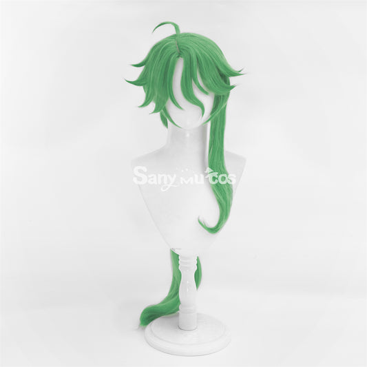 Game Genshin Impact Baizhu Cosplay Wig Green Long Ponytail Wig 1200