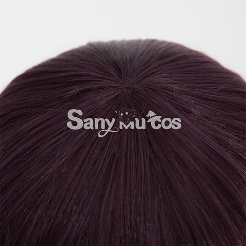 Anime Chainsaw Reze Dark Purple Color Tie-Hair Bun Cosplay Wig